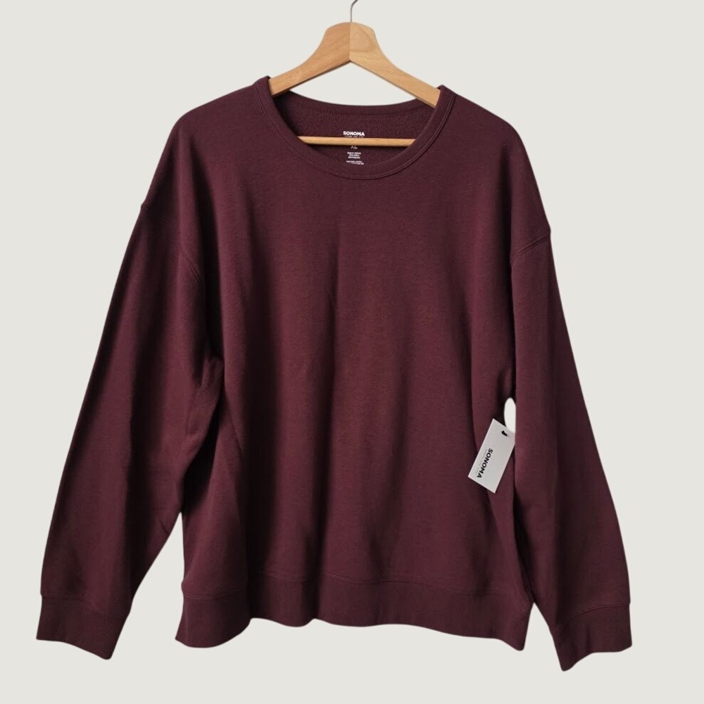 Sonoma Everyday Sweatshirt Misses XL Plum NWT Crewneck Fleece Pullover